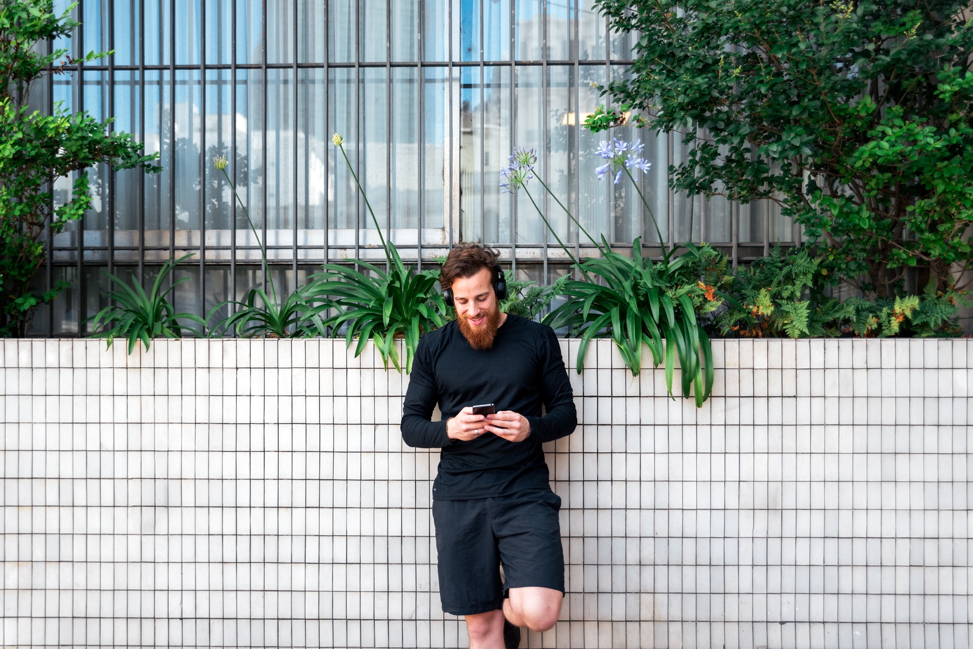 Happy Male Runner Taking Break